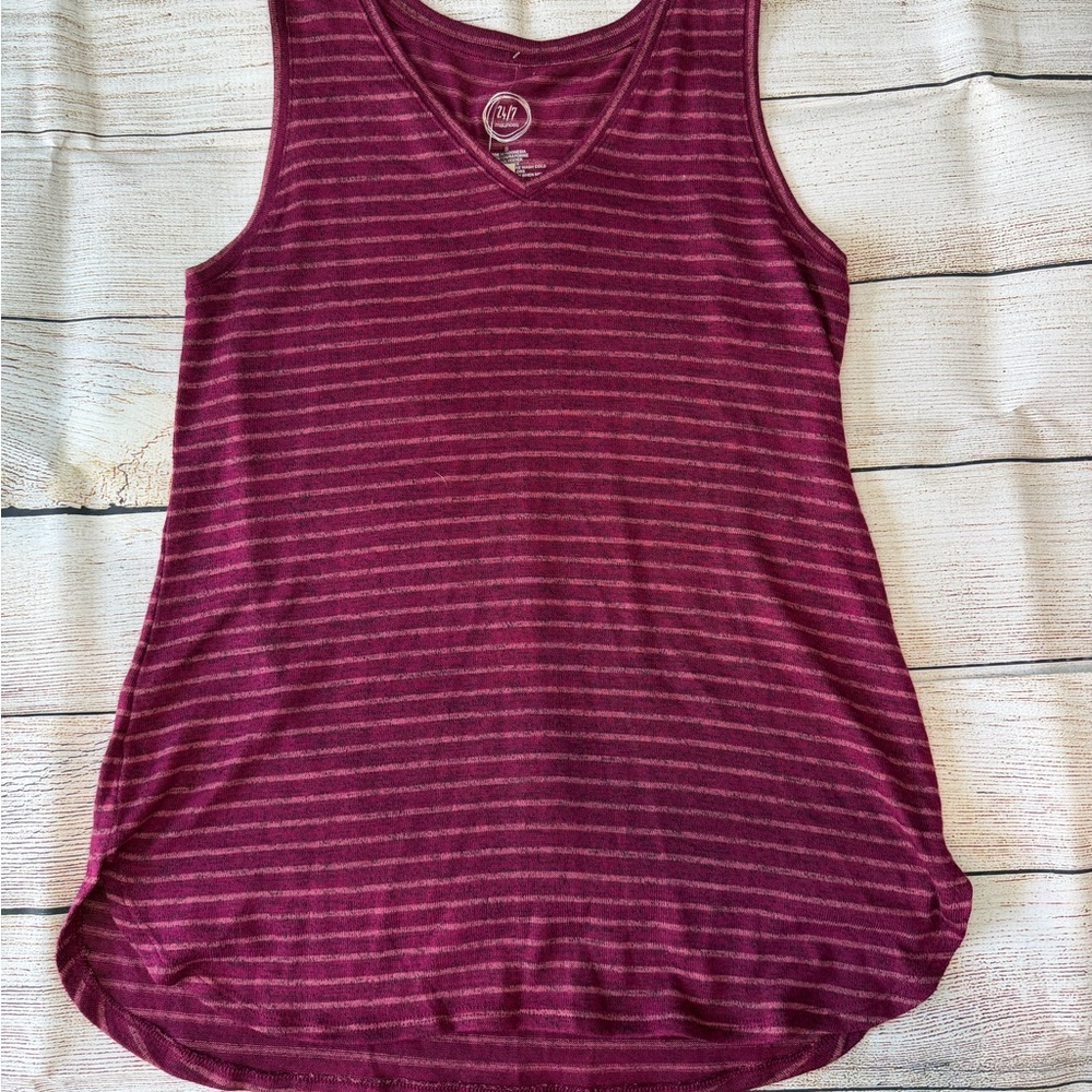 Maurices Burgundy Striped Tank Top